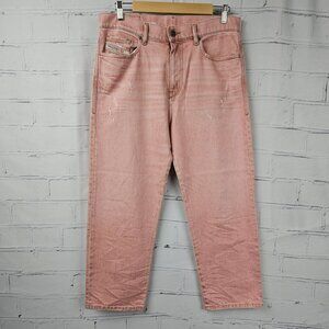Diesel Pink Denim Jeans Pants Womens 29 Distressed Casual Fit Baggy Wide Leg